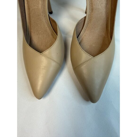 Halogen D'Orsay Heels Womens Size 9.5 Nude Leather Pointed Toe Stilettos Dressy - Picture 4 of 14